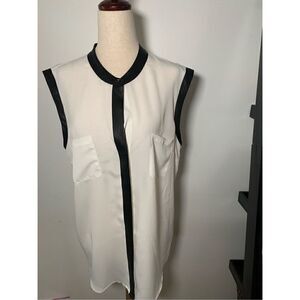 Rock and republic white shirt with leather large